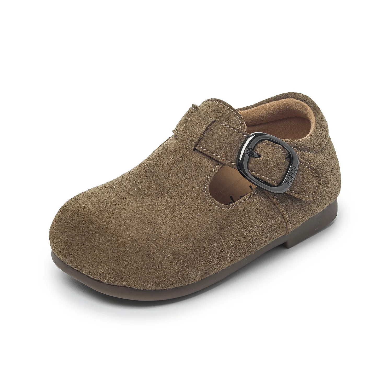 

Children Spring Single Bean Shoes Baby Suede Soft-soled Leather Shoes Girls Candy Color Casual Shoes Boys Metal Buckle Flats