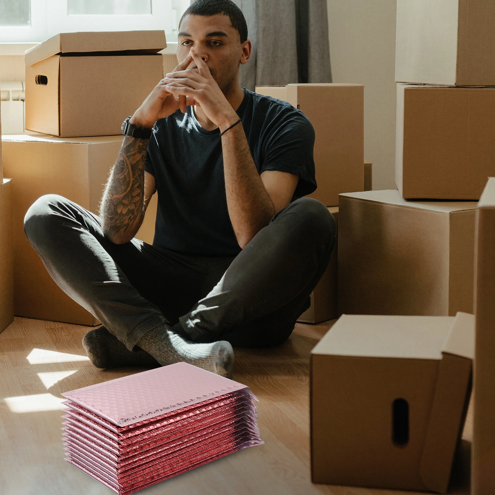 12 قطعة أكياس مغلف مبطنة بريدية لتخزين الشحن الآمن، مغلف فقاعي بريد خفيف الوزن مقاوم للماء