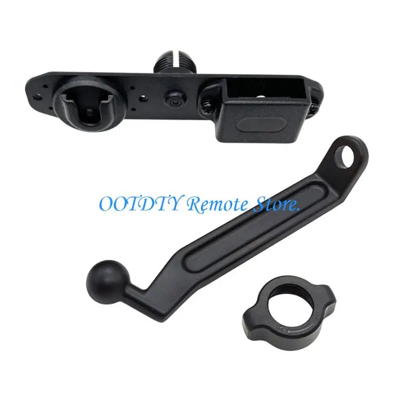  No-Drill Motorcycle Radio Holder for Two Handheld Units, Rotating Black Plastic Support for a 10 mm Mirror Base