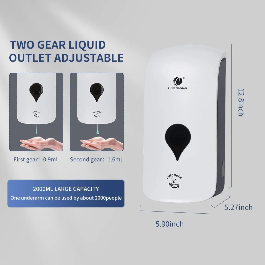 Automatic Liquid Soap Dispenser Touchless Hand Washer Wall Mount Sensor Soap Dispenser for Commerial Home 2000ML Large Capacity