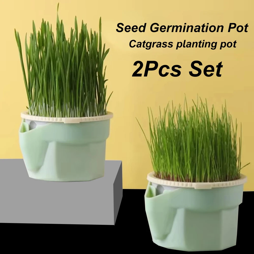 2Pcs Set Cat Grass Planting Cup Hydroponic Soilless Cultivation Reusable Catnip Growing Container Seedling Germination Tray