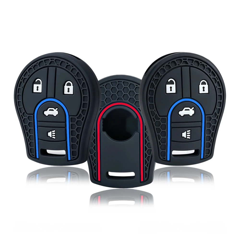 Silicone Car Key Case Cover For Nissan Maxima Versa Altima Sentra Tiida Armada Juke Micra Cube Car-styling Fob 4 Buttons