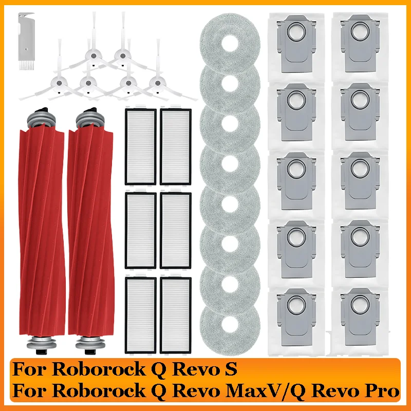 For ( Roborock Q Revo MaxV / Q Revo S / Q Revo Pro ) Robot Vacuums Cleaner Dust Bag Main Side Brush Hepa Filter Mop Accessories
