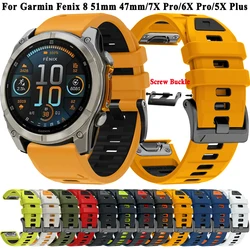 QuickFit 22mm 26mm Watch Band For Garmin Fenix 8 E Fenix8 47mm 51mm Epix 965 955 7X 7 6X 6 Replacement Silicone Strap Bracelet
