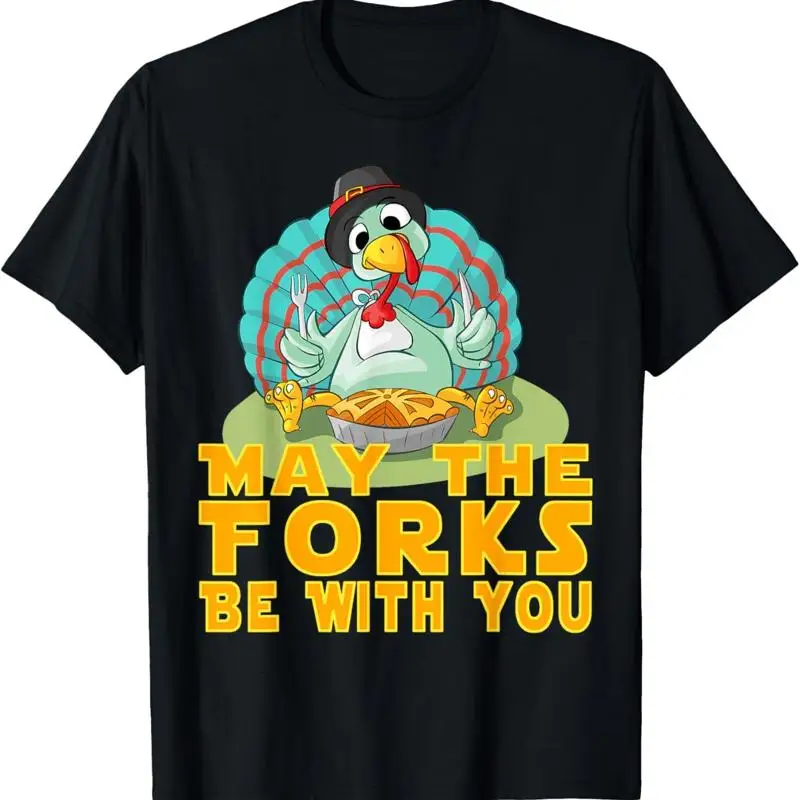 Cute Thanksgiving Turkey May The Forks Be With You T Shirt