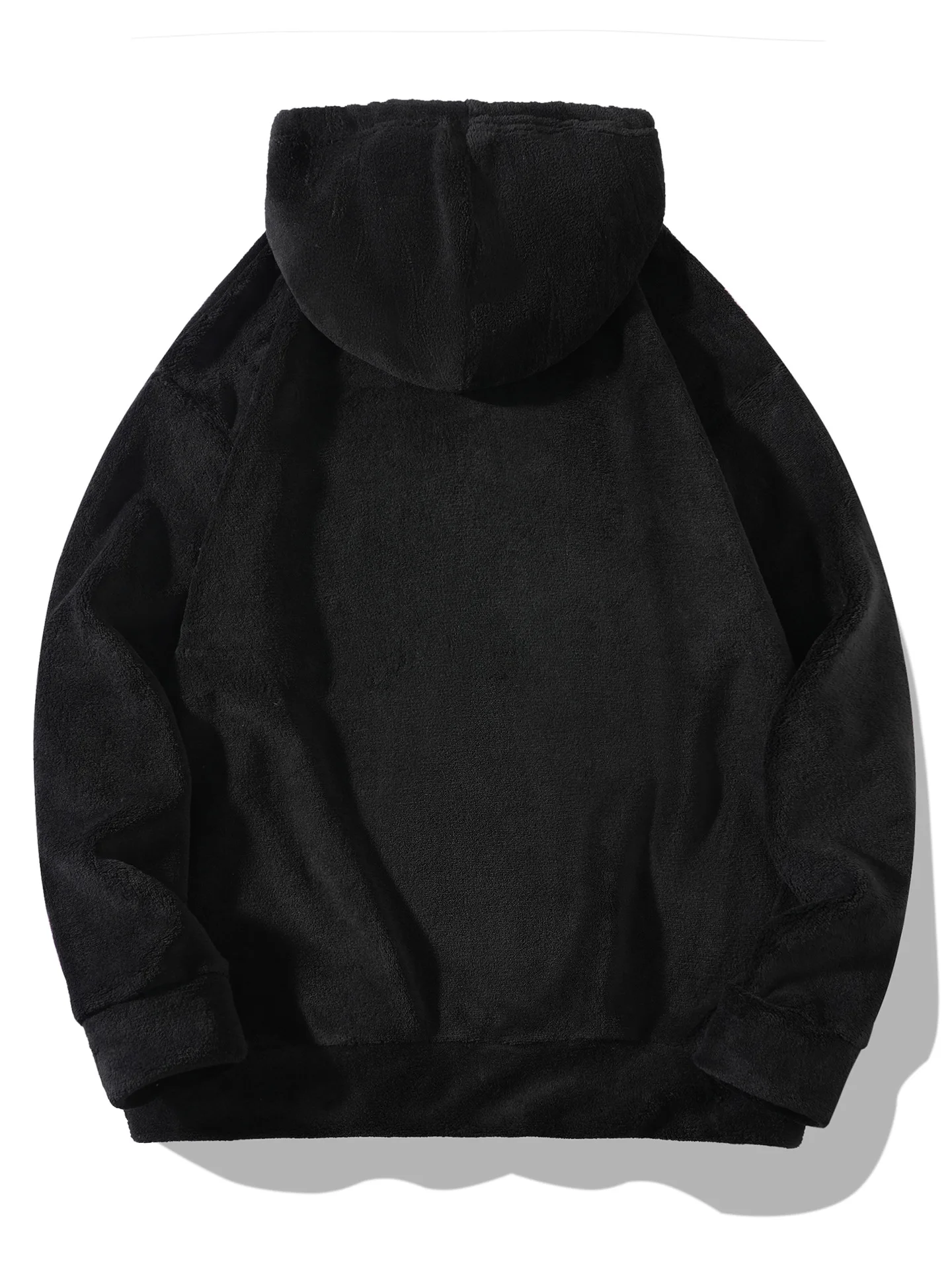 Herren Weiches Warmes Flanell Zweiteiler Set Übergroßer Kapuzenpullover mit Kordelzug Lose Hose Lässige Hauskleidung Herbst Winter Tägliche Kleidung – Detail 4