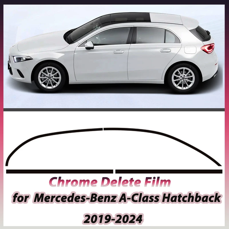 Gloss Black PET Window Trim Cover for 2019-2024 Mercedes-Benz A-Class Hatchback