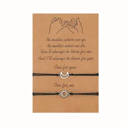 Wu's 2022 New Couple Card Bracelet European and American Alloy Moon Sun Star Wax Wire Braided Card Bracelet Anklet