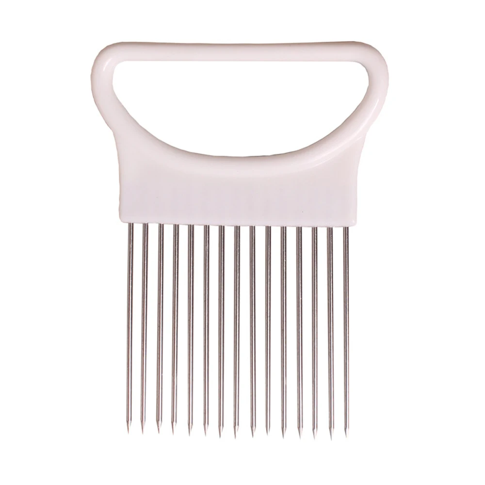 

1 шт., держатель для нарезки лука из нержавеющей стали, универсальные устройства для нарезки мяса, инструмент для резки овощей, картофеля, помидоров, лимона, полная ручка