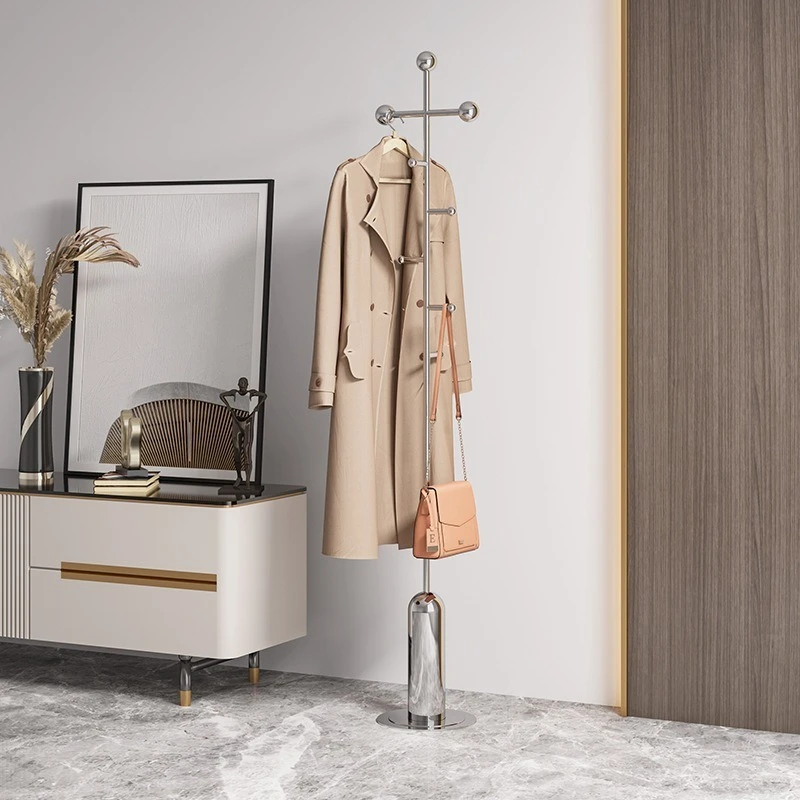 옷걸이 가정용 옷걸이 바닥형 침실 거실 이탈리아풍 라이트 럭셔리 현관 스테인리스 스틸 코트랙 록 슬랩 베이스