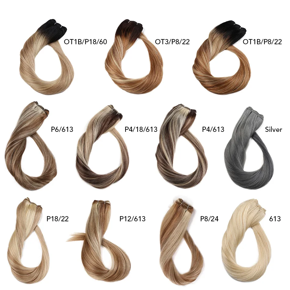 ストレート人毛織りエクステンションオンブルブロンドバンドルエクステンション 100 グラム/個 16 "-28" ストレートレミースキンダブル横糸髪