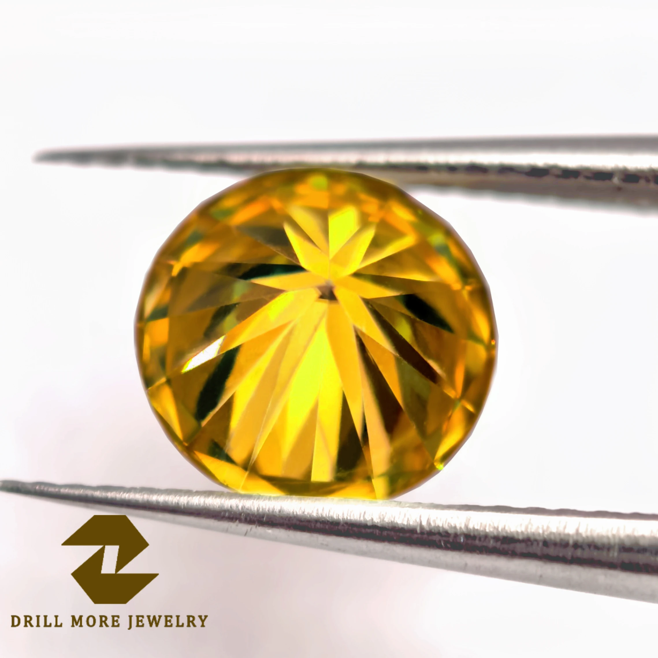 Moissanite Loose Stone Gold Yellow Color Round Cut Lab Grown Diamond for DIY Jewelry Making with Certificate