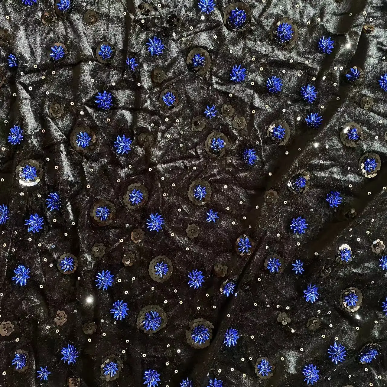 Velvet rolls bead tubes gold embroidery fabric sewing performance costumes evening gowns embroidered designer fabric