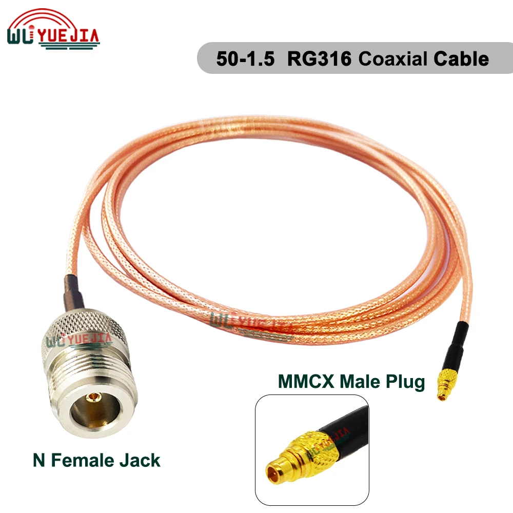 1Pcs RG-316 L16 N to MMCX Male Plug RF Cable MMCX Male to N Male or N Female Jack Connector 50-1.5 RF Coaxial Cable 10CM - 20M