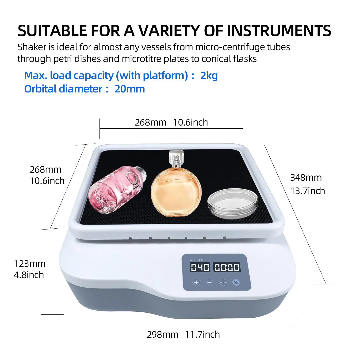 DXY 2KG Laboratory Orbital Shaker LED Digital Display Horizontal Swing Speed Oscillator 40-200rpm SK-O180-S