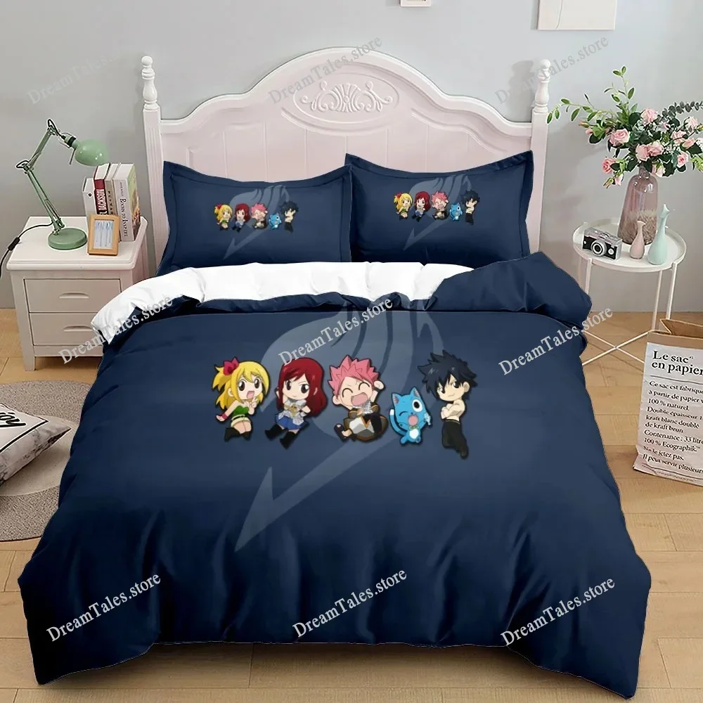 Anime Fairy Tail Bedding Set Lucy Gray Duvet Cover Set with Pillowcase 3d Printed Quilt Covers Single Double Queen King