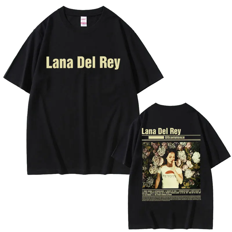 Lana Del Rey Ultraviolence Double Sided Print T Shirt Men Women Hip Hop Art Aesthetic T Shirts Men's Vintage Oversized T-shirts