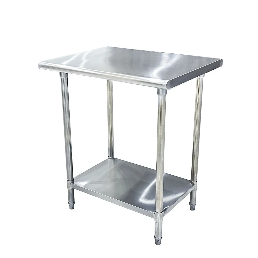 Factory Price Hotel Kitchen Equipment 2-Tier Stainless Steel Worktables Adjustable Shelf American Style Working Table
