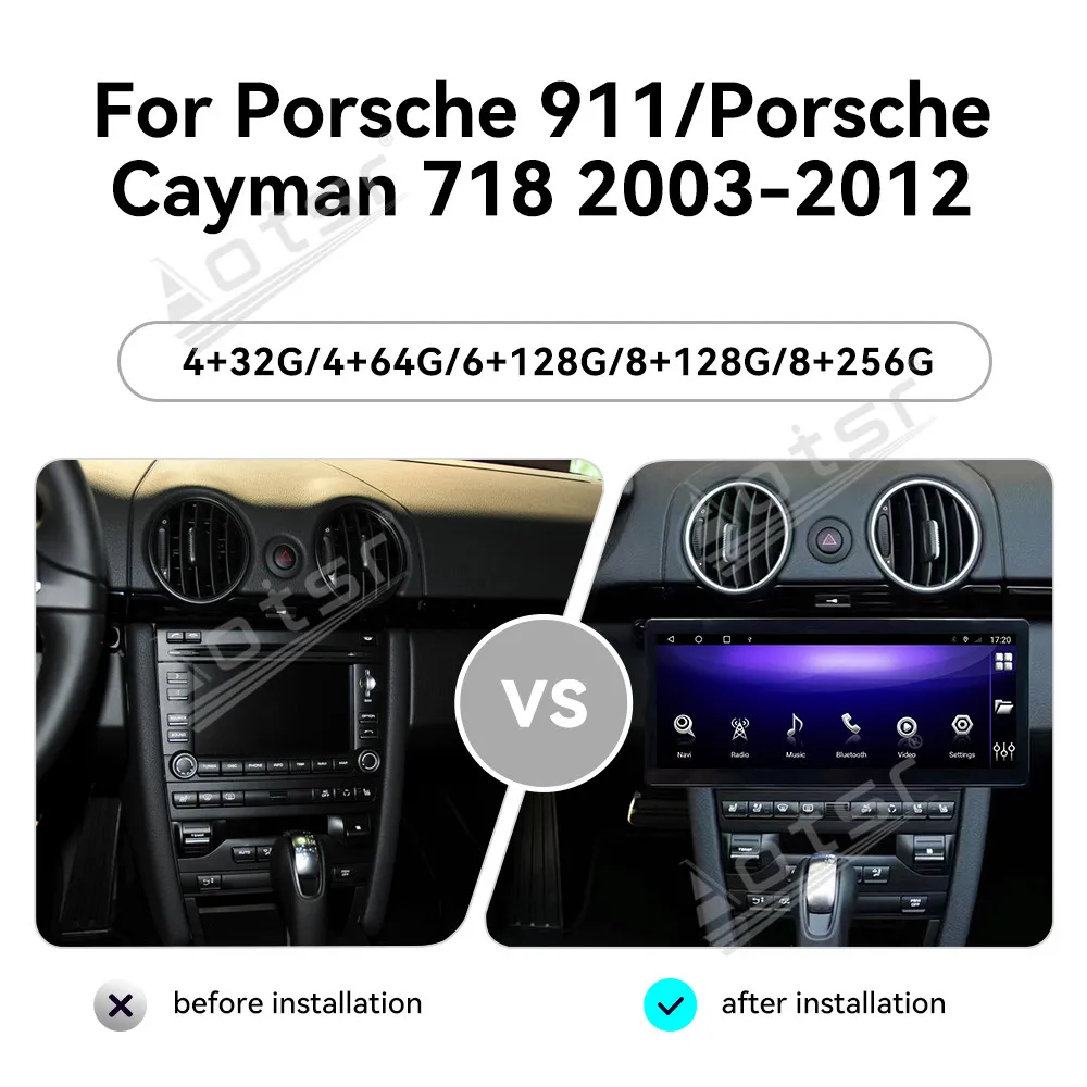 12.3 Inch Multimedia Android 14 For Porsche 911 Cayman 718 2003~2012 Car Radio GPS Navigation AI Video Stereo Receiver Head Unit