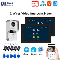 1080P Tuya Smart Home Video Intercom 2 Wires 7 Inch Apartment Video Doorphone Wireless WIFI Doorbell Camera 5-in-1 Unlock System