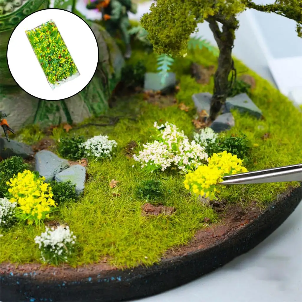 Diy kits de construção de casa em miniatura resina flores clusters micro paisagem folhas para modelo ferroviário cenário