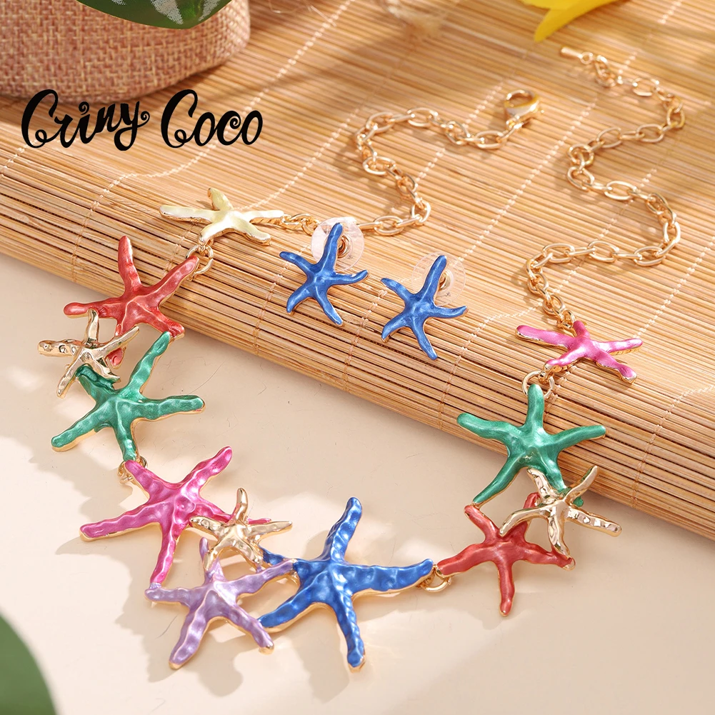 Cring Coco Fashion Necklaces Female Starfish Shape Choker Jewelry Trendy Chains Necklace Dropshipping Friend Gift for Women