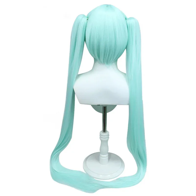 コスプレ初音ミク動物初音コスウィッグブルージャムクランプ-pers-ポニーテールマネキンヘッド