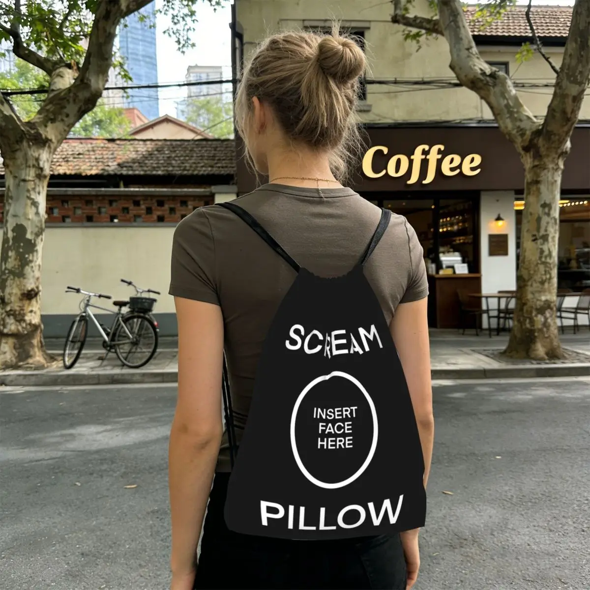 SCREAM PILLOW Backpacks Multi-function Drawstring Bags Sports Bag Book Bags for Travel Students
