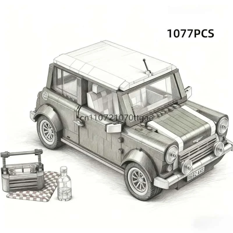 

1077PCS classic green car model camper Christmas gift brick children's Christmas educational Toys