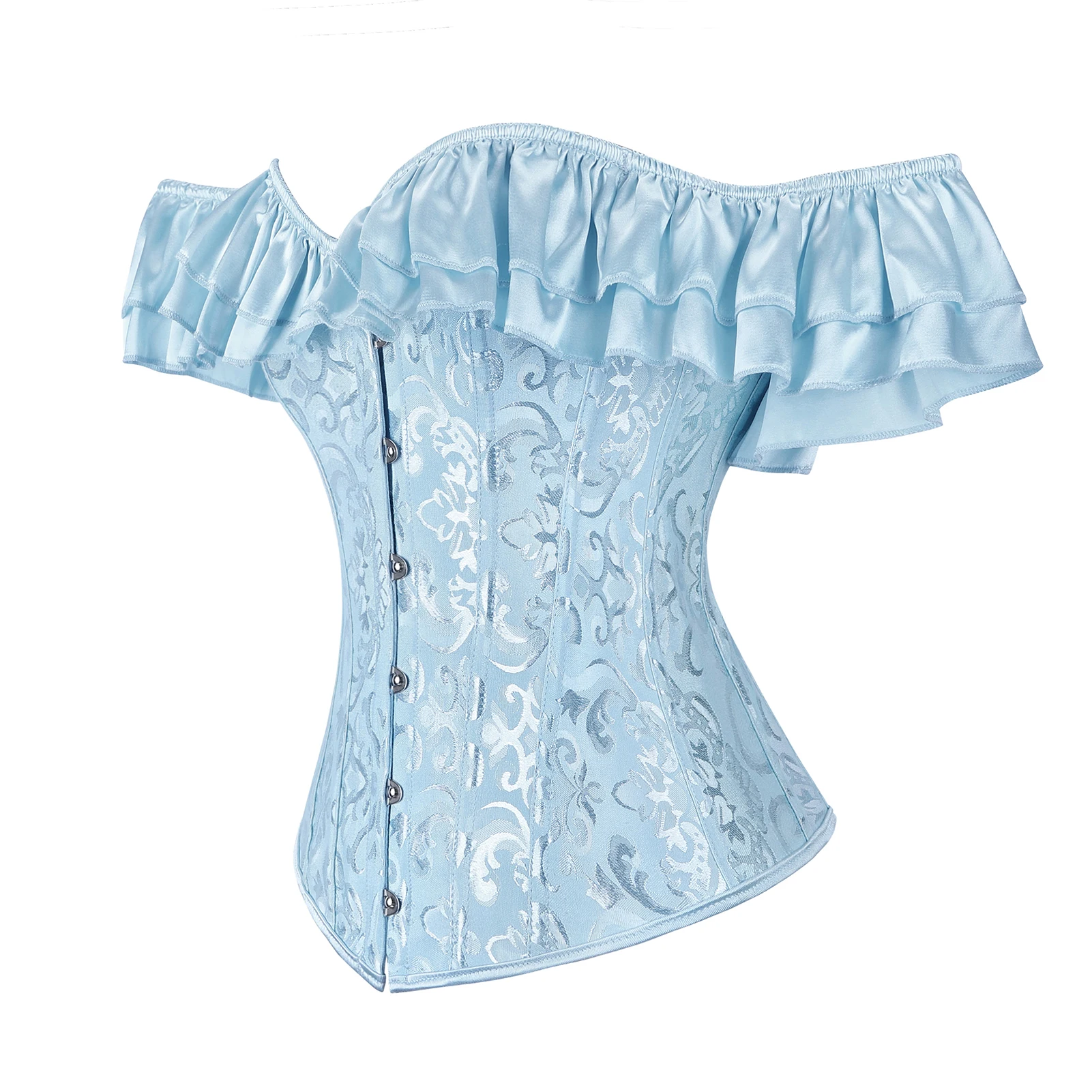 Women Sexy Corset Bustier Top Plus Size For Women Vintage Jacquard Floral Sleeves Cosplay Shapewear
