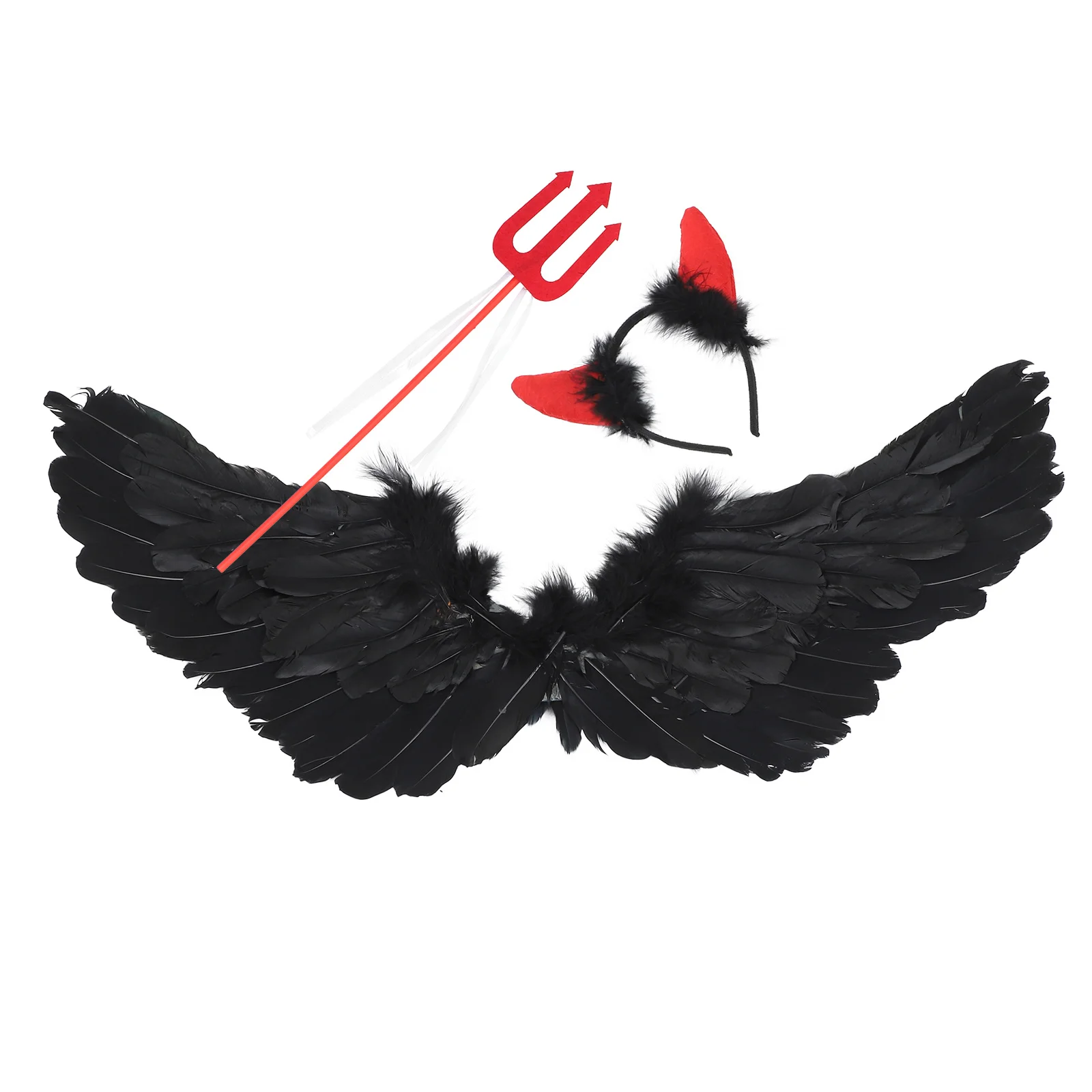 1Set Stylish Devil Costume Kids Halloween Cosplay Suit Stage Clothes Foldable Wings Party Outfit Devil Costume