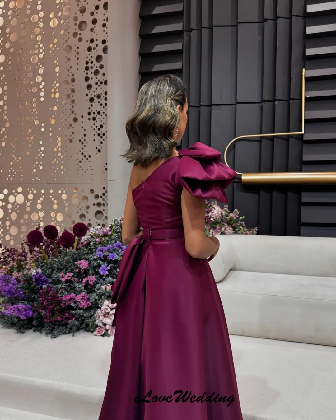 Fuchsia One Shoulder Prom Dresses A-Line Wedding Party Dress For Women Guest Formal Gowns Floor Length Evening Dress Customized