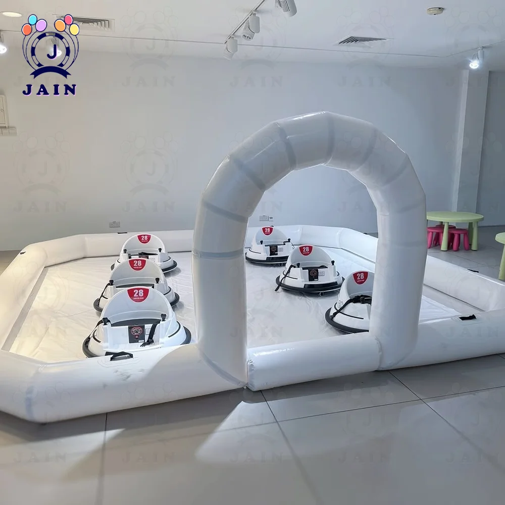 

16ft White PVC Amusement Park Inflatable Bumper Car Track with Pump Inflatable Race Track Pipe For Kids Bumper Cars For Rental