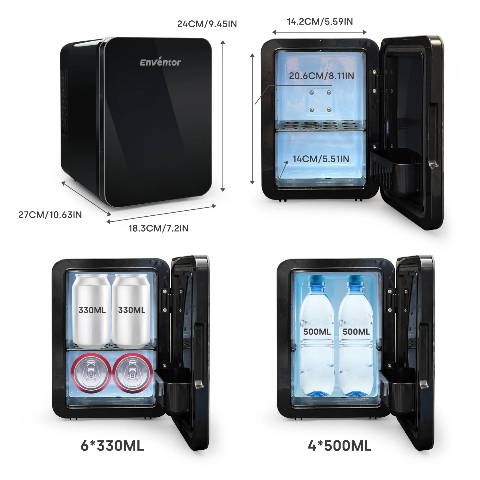 Enventor 4L Mini Refridgerator Portable Car Skincare Fridge Multi-functional Thermoelectric Cooler and Warmer For Summer Camping