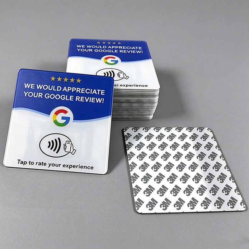 New NTAG215 Programmable NFC Desktop Card 13.56MHz Square round Self-Adhesive PVC Tag for Google Menu Tap Table Access