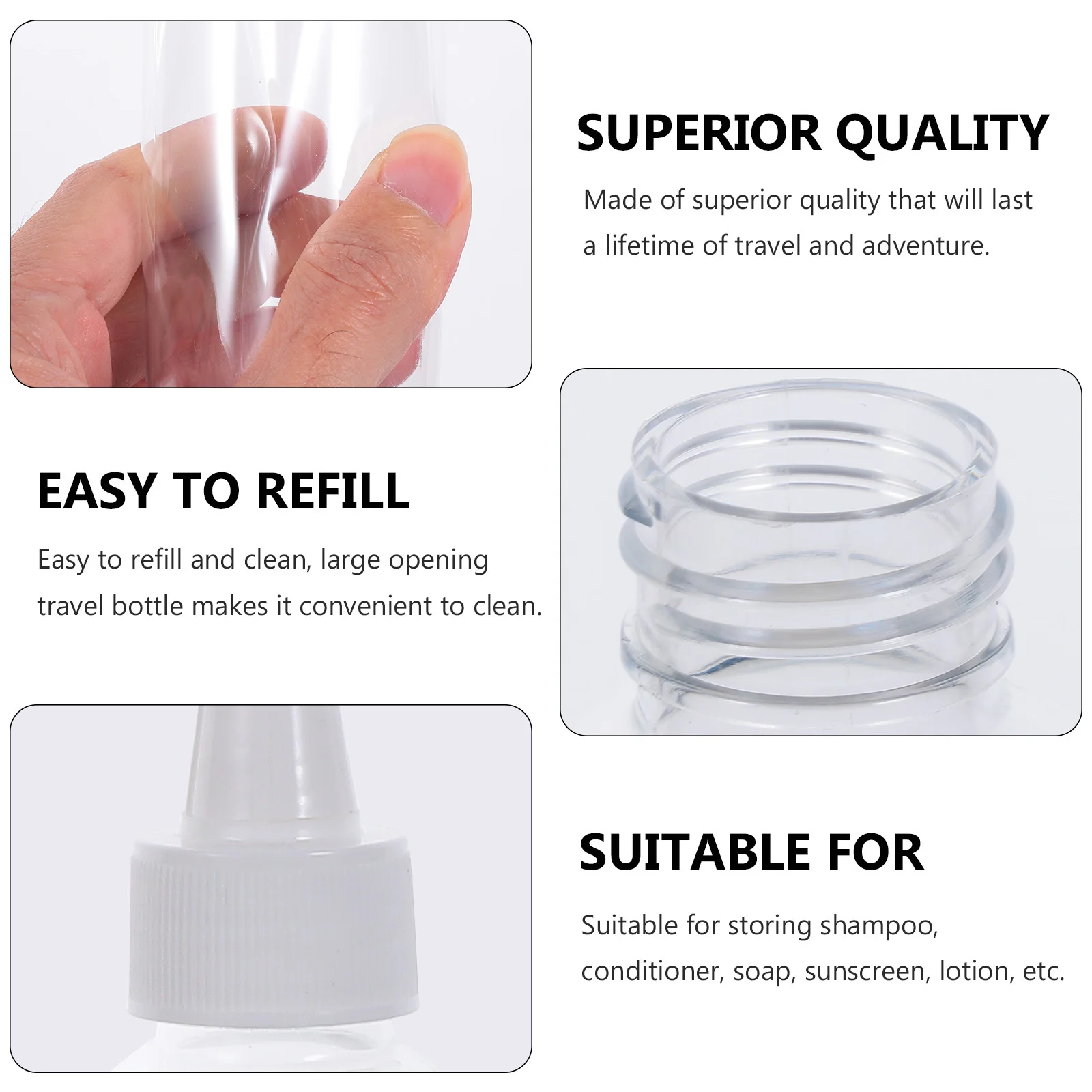 

10Pcs Travel Bottles Refillable Leakproof Soft Squeezable 250ml Containers Portable Toiletry Dispenser Bottle for Shampoo Lotion