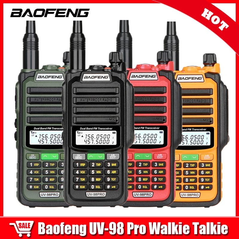 Baofeng UV-98 PRO 방수 워키토키 듀얼 밴드 FM 라디오, 고출력 긴 대기 범위, 양방향 라디오, IP68, 2022 신제품