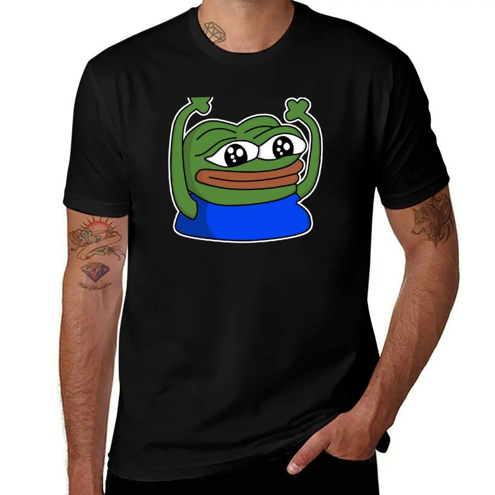HYPERS PepeHype - White Outline T-Shirt Plus Size Gym Sports T-Shirt