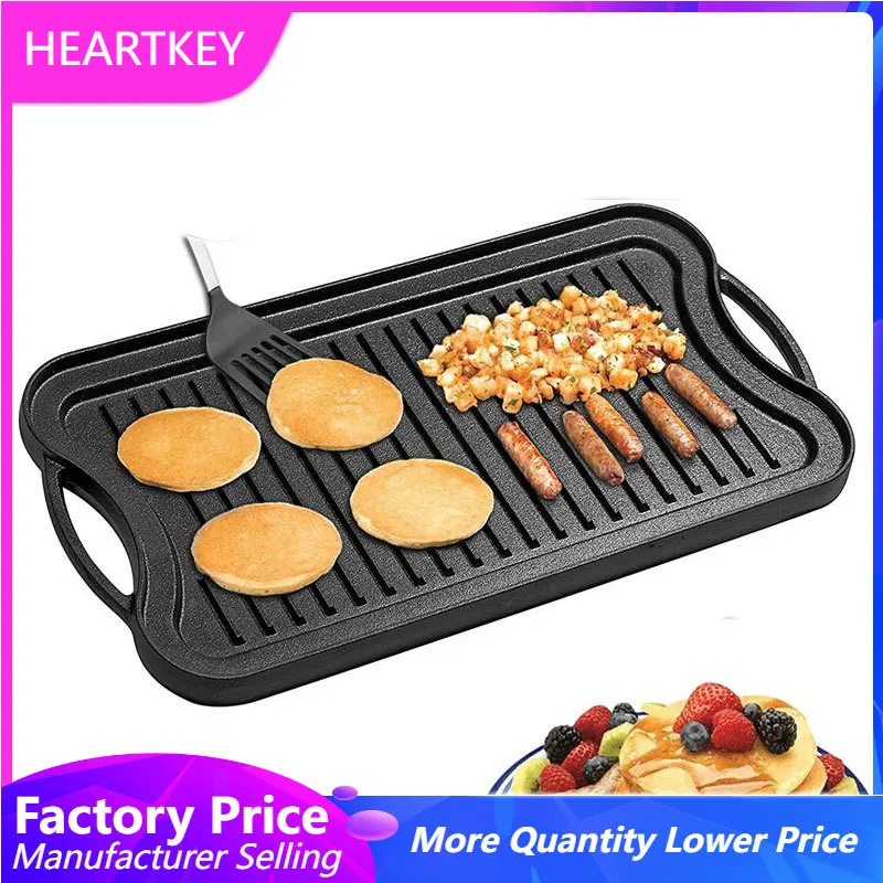 

Cast Iron Grill Pan BBQ Steak Skillet Non-stick Frying Pan Indoor Outdoor Camping Saucepan Bakeware Cooking Barbecue Tools