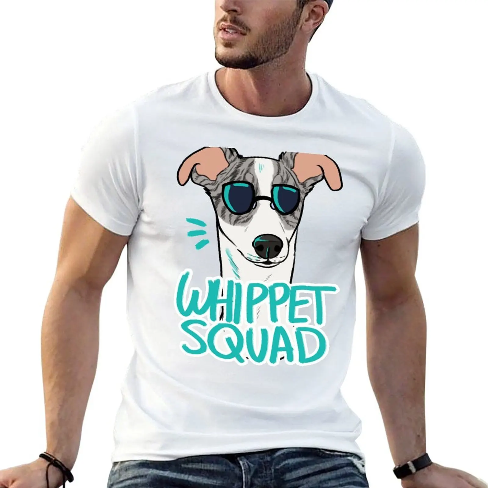 

WHIPPET SQUAD (fawn brindle) T-Shirt t shirt man designer t shirt men 100% cotton luxury brand T-Shirt