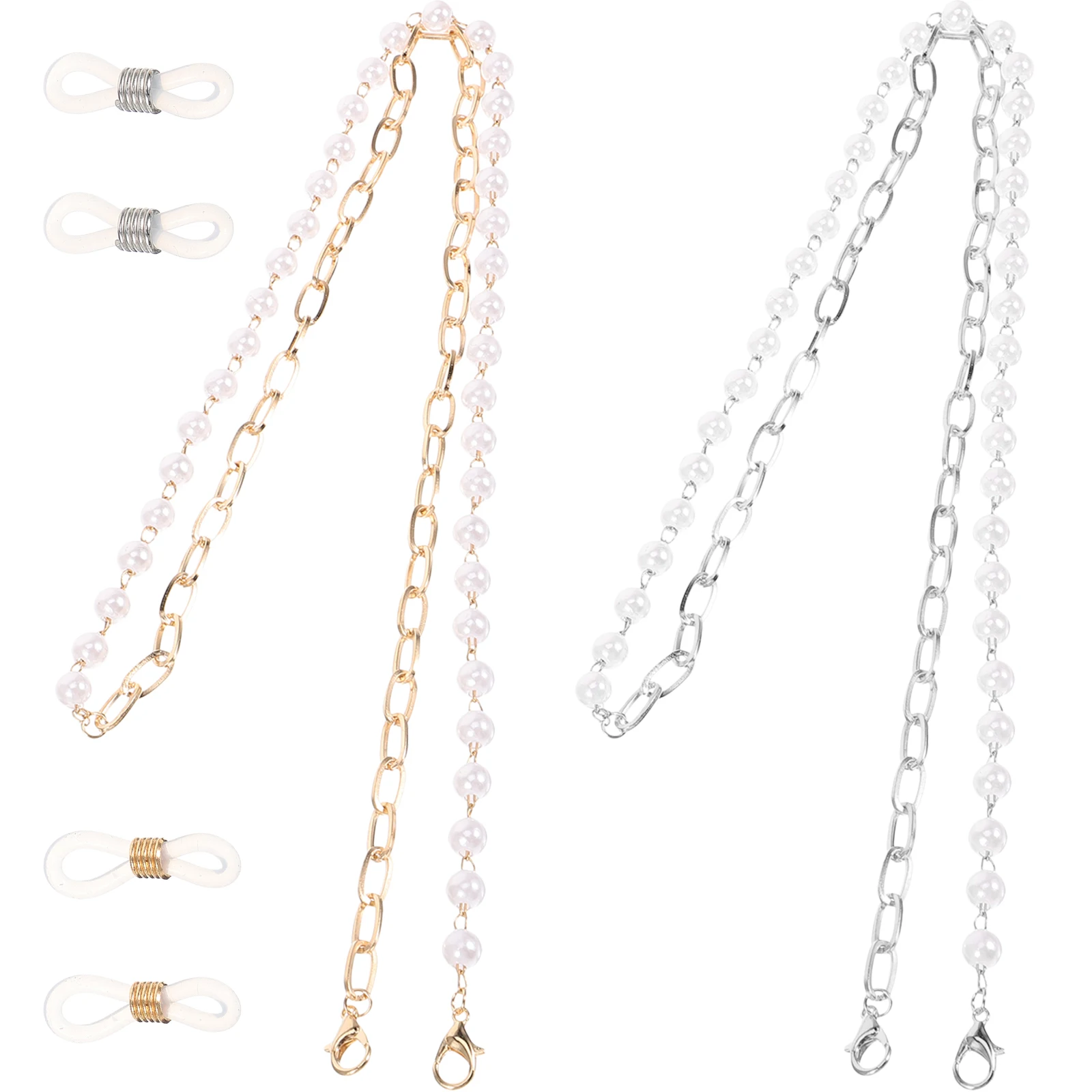 

2pcs Beaded Eyeglass Chains Pearl Sunglasses Holder Neck Lanyard Anti-Slip Glasses Strap For Women Mask Necklace Fashion