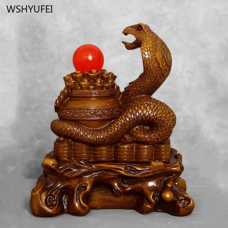 Home decoration accessories Snake ornament Lucky mascot for attracting wealth 1pcs Resin handicrafts Store opening gifts