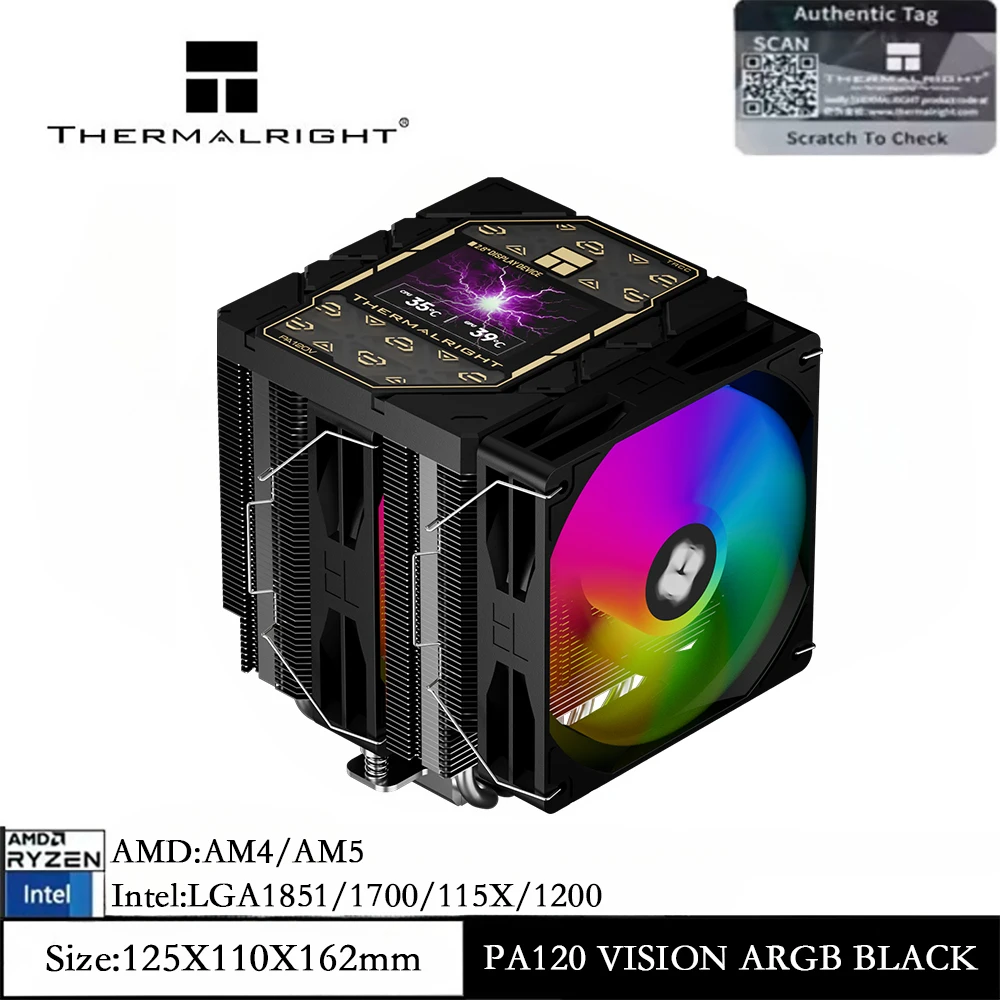 

Thermalright Peerless Assassin 120 VISION ARGB Процессорный воздушный кулер мощностью 275 Вт, самостоятельная сборка, дисплей 2,8 дюйма, 6 тепловых трубок для LGA 1851/1700/AM5/AM4
