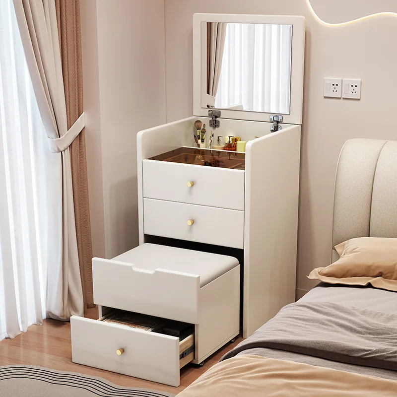 AOLIVIYA Bedroom Dressing Table Set Women Girl Makeup Vanities Desk Flip Top Storage Bedside Small Apartment