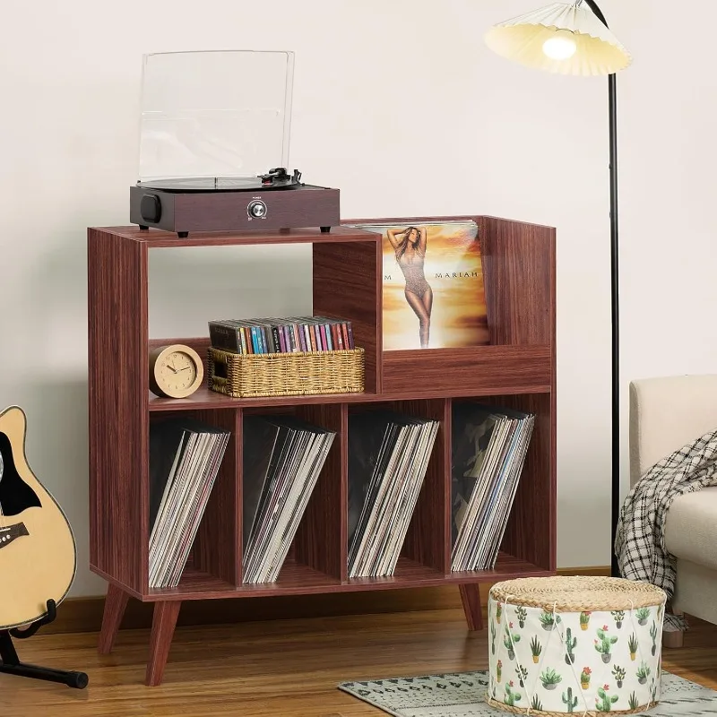 Large Record Player Stand, Turntable Stand with Storage, Vinyl Record Holder with Display Area, Record Player Table Holds Up