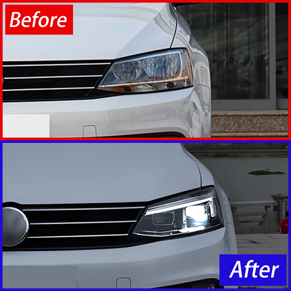 R8 Style LED Headlights Assembly Projector Lens Upgrade For VW Jetta Sagitar Mk6 2012-2018 Car Front Lamps Tools Accessories