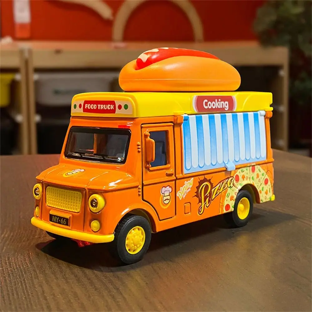 

Burger Bus Food Truck with Music Light Bright Colors Ice Cream Car Model Exquisite Vehicle Pull Back Car Children Gift