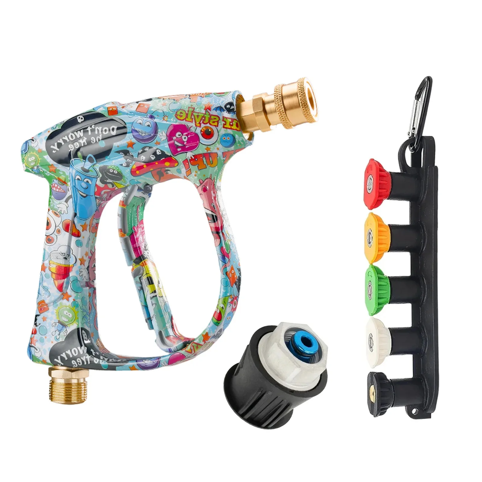 Full Set Fashion Painted Pressure Washer Gun, Wear-resistant Base, Nozzle Kit, Bosch Adapter for Outdoor Cleaning