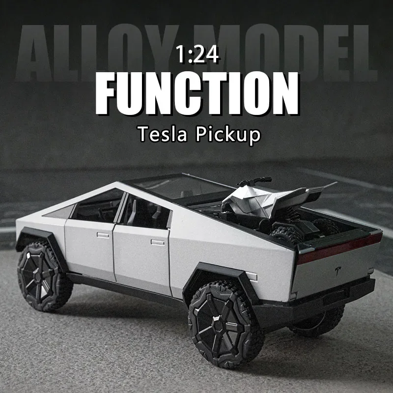 

1:24 Tesla Cyberpunk Pickup Truck Model Alloy Simulation Sound And Light Pull Back Off-Road Vehicle Boys Collection Decoration