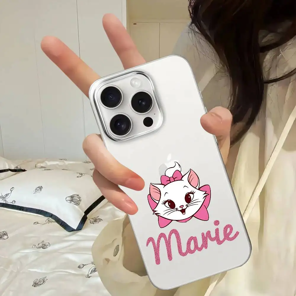 حافظة هاتف M-Marie Cat لهاتف آيفون 17/16/15/11/13/14 Pro Max Plus/X/Xr/Xs Max/12 mini - غطاء شفاف شفاف